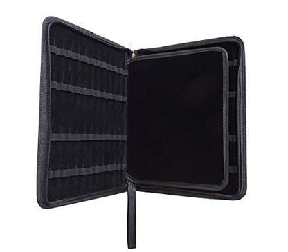 erofa 48 Fountain Pen Case PU Leather, Rollerball Pen Display Holder Bag, Pouch Large Capacity for your Collection - Black - color: Black-PU Leather