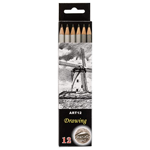 Pacific Arc Premium Graphite Drawing Pencils for Artists, 6B - Professional Pencils for Drawing, Drafting, Sketching and Shading 12 Pk. - Great Non Toxic Art Supplies Set - style: 6B