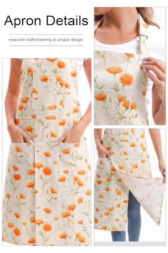 Nanxson Pottery Apron Split Leg with 3 Pockets & Adjustable Buckle | cotton material,Long apron,adjustable waist tie,for Pottery Ceramic Wheel DIY Art Garden - color: Yellow Flower