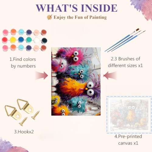 Funny Chicken Paint by Numbers Kit On Canvas for Adults Beginners 16x20In - color: PB502-1