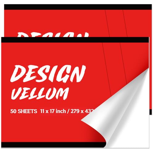 ForraFun 2 Pack 11 x 17 Inches Design Vellum Pad Drafting Vellum Paper Pad White Translucent Drafting Tracing Paper for Drawing Design Tracing and Architecture, 100 Sheets