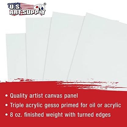 U.S. Art Supply 18 X 24 Inch Art Canvas Board Panels 4 Pack - 8 Ounce Heavyweight Cotton Acid Free Canvases for Painting Acrylics and Watercolor (1 Case of 4 Single Canvas Painting Panels) - size: 18" x 24"