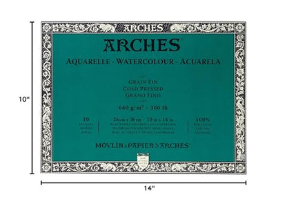 Arches 1795066 Watercolour Block 300 Lb, Cold Pressed, 10" X 14" - size: 10"x14"