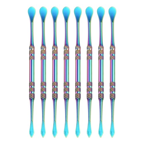 HARFINGTON 8 Pcs Wax Carving Tools 4.8" Double Ended Stainless Steel Wax & Clay Sculpting Wax Carvers Tools Modeling Spoon for Figures Clay Handmade Art Works, Rainbow - color: Rainbow