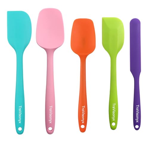 5 Pcs Silicone Spatula,Food Grade Rubber Spatula, Spatulas Silicone Heat Resistant, Used for Baking, Cooking, non Stick, Dishwasher Safe, BPA Free