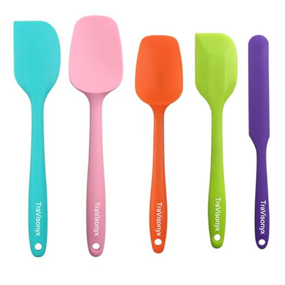 5 Pcs Silicone Spatula,Food Grade Rubber Spatula, Spatulas Silicone Heat Resistant, Used for Baking, Cooking, non Stick, Dishwasher Safe, BPA Free