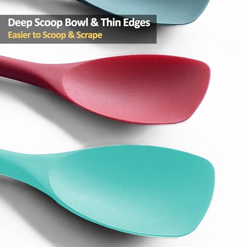 Upgrade Silicone Spatula Spoon Set,VOVOLY Heat Resistant Rubber Spoonula, Seamless Non-Stick Flexible Scrapers for Baking Mixing Tool,3 Pack, Teal - color: Teal