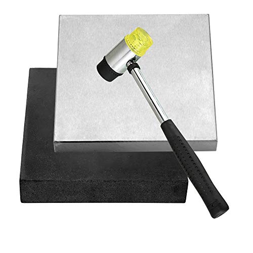 Steel and Rubber Block 2 Pcs Work Bench Blocks 6" x 6" (15cmx15cm) | Stamping Block for Hammering, Shaping, Chasing, Flattening Metals - color: Steel and Rubber Block, size: 6" x 6"