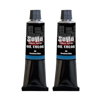 Soho Urban Artist Oil Paint - 2 Pack, Cerulean Blue 2 Pack - 170 ml Tube - Best Valued Oil Colors for Painting with Excellent Pigment Load - color: Cerulean Blue