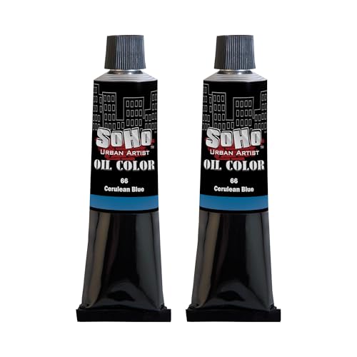 Soho Urban Artist Oil Paint - 2 Pack, Cerulean Blue 2 Pack - 170 ml Tube - Best Valued Oil Colors for Painting with Excellent Pigment Load - color: Cerulean Blue