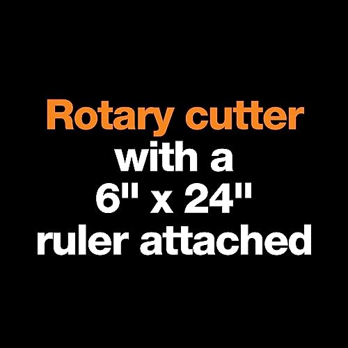 Fiskars Rotary Cutter and Ruler, Quilting Ruler, Rotary Cutter for Fabric, Built-In Measuring Grid & Spring-Action Blade, 24” x 6”, Gray/Clear - size: 24" x 6"