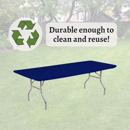 6' Rectangle Plastic Table Covers 30" x 72", Bundle of 5 (Navy Blue) - color: Navy Blue