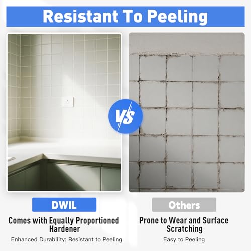 DWIL Tub Paint, Tub and Tile Refinishing Kit 33oz with Tools, Tile Refinishing Kit Bathtub Paint Water Based &Low Odor, Easy to Use Sink for Bathroom Kitchen, Semi-Gloss Light Grey, 50-55sq.ft - color: Light Grey, size: 33 Fl Oz (Pack of 1)