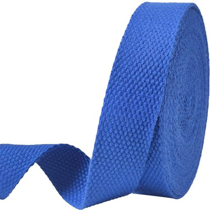 Heavy‑Duty Cotton Webbing Strap 1''x6yds Royal Blue for Bags | 2mm thick webbing for dog collars, backpack, bag handles, apron straps, slings, sewing repairs & DIY craft projects. - color: Royal Blue