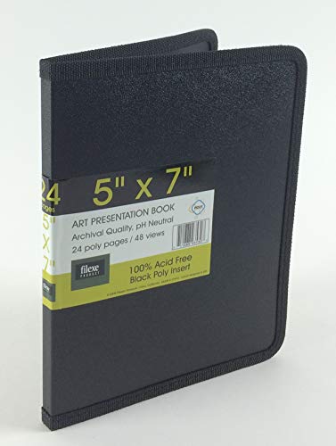 Filexec Products Art Presentation Book, 5"x7", 24Page/48 Views, Pack of 2 (50489-93530), Black
