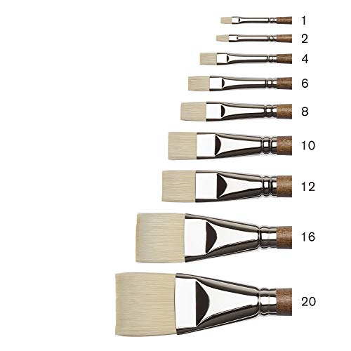Winsor & Newton Artists' Oil Synthetic Brush, Bright #2 | Synthetic Flagged Bristles, Excellent Color Carrying Capacity, Handmade in England, For Oil Paint - style: Bright #2