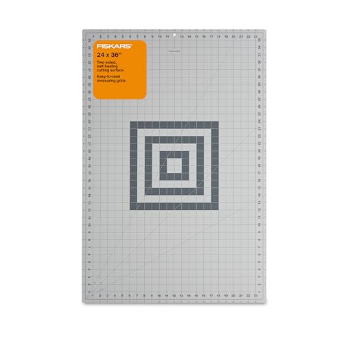 Fiskars 24" x 36" Self Healing Cutting Mat, Extra Large Double-Sided Grid | Quilting, Sewing & Craft Cutting Board, with 30 45 60 Degree Bias Lines for Fabric Paper and DIY Projects - color: Gray, size: 24"L x 36"W
