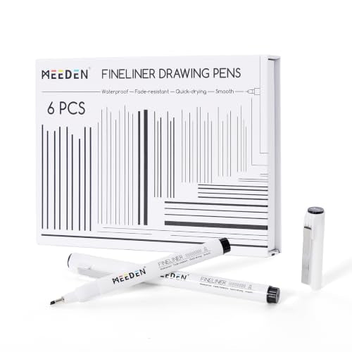 MEEDEN Micro Fineliner Drawing Pens: Fine Liner Pen 6 Pack, 2mm Black Waterproof Archival Ink for Bold Outlining, Lettering, Poster Drawing, Manga Panels, Filling and Expressive Artwork - Chisel Nip - style: 2mm Chisel Nib