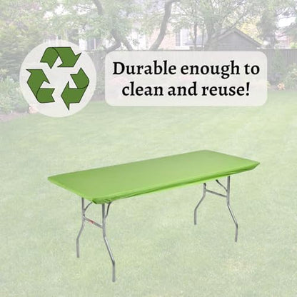 6' Rectangle Plastic Table Covers 30" x 72", Bundle of 5 (Lime Green) - color: Lime Green