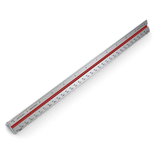 ARTEZA Architectural Scale Ruler – 12-Inch Triangular Ruler, Anodized Aluminum Tool with Laser-Etched Markings for Blueprints & Tech Drawings