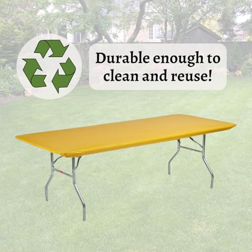 6' Rectangle Plastic Table Covers 30" x 72", Bundle of 5 (Gold) - color: Gold