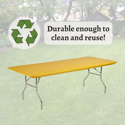6' Rectangle Plastic Table Covers 30" x 72", Bundle of 5 (Gold) - color: Gold