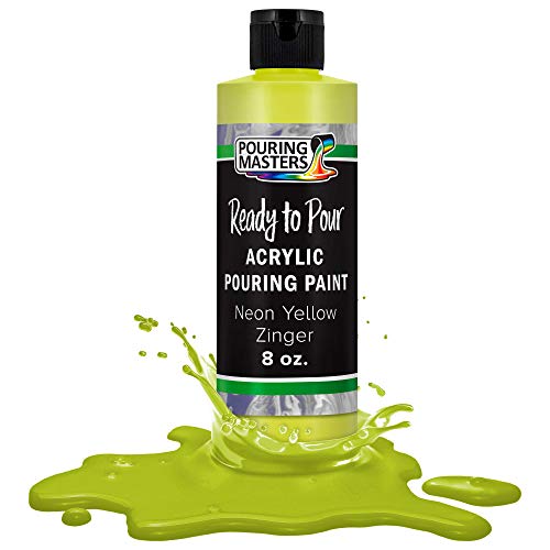 Pouring Masters Neon Yellow Ready to Pour Acrylic Pouring Paint - Premium 8-Ounce Pre-Mixed Fluid Acrylic Paint - Fluid Art Supplies for Canvas, Wood, Paper, Tile & Rocks | Premium, Pre-Mixed Fluid Acrylic Paint - Fluid Art Supplies for Canvas, Wood, Pape