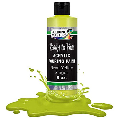 Pouring Masters Neon Yellow Ready to Pour Acrylic Pouring Paint - Premium 8-Ounce Pre-Mixed Fluid Acrylic Paint - Fluid Art Supplies for Canvas, Wood, Paper, Tile & Rocks - color: Neon Yellow Zinger