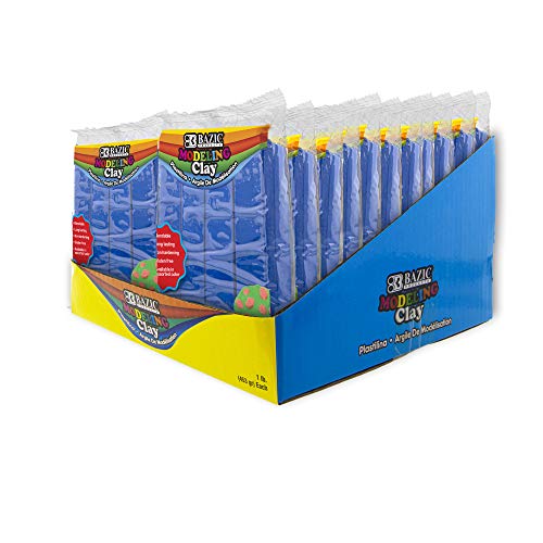 BAZIC Products Blue Modeling Clay, 1 lb, 24-Case - color: Blue, size: 24-Pack