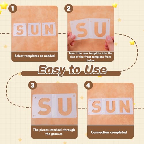 80Pcs Letter Stencils Reusable Letter Number Stencils for Painting,1,2Inch | Reusable Small Plastic Alphabet Number,Drawing Stencil,on Wood,Fabric,Wall, Rock,Art Project Chalkboard - size: 1,2Inch