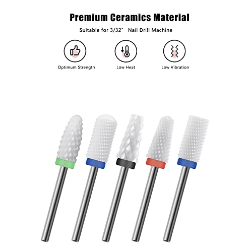 Ceramic Nail Drill Bit 10Pcs-3/32 Nail Drill Bits for Acrylic Nails,Professional Electric Nail Drill for Crystal Nail Extension Nail Removal,The Short Handle Does Not Shake. - size: Combo 01