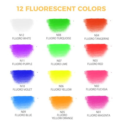 Artecho 12pcs Neon Soft Pastels, Square Chalk | Drawing, Blending, Layering, Shading - style: 12 neon colors long