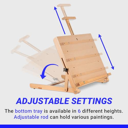 Falling in Art Adjustable Beechwood Tabletop Easel, Holds up to 22.5'' | Wooden Desktop Drawing Board Easel for Artists and Beginners, Suitable for Painting and Displaying Artwork