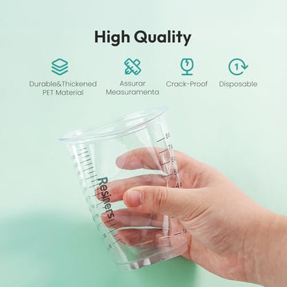 Resiners Epoxy Measuring Cups, 50PCS Resin Mixing Cups Set with Sticks | 30 x 24oz & 20 x 8oz cups with Clear oz/ml Markings, 50 Mixing Cups and 50 Stir Sticks for Accurate Epoxy Resin & DIY Mixing