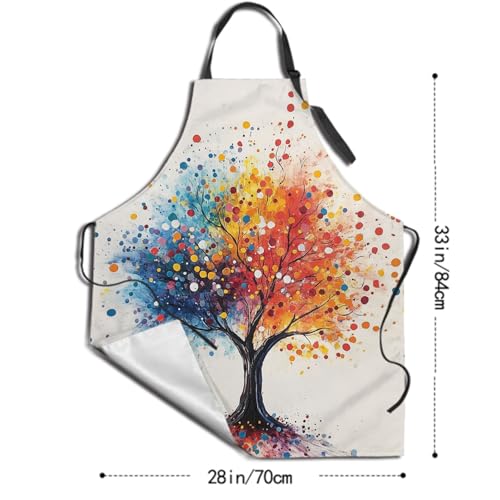 Imiss Waterproof Stain-Resistant Cooking Chef Aprons for Grill BBQ Baking 27 X 31 Inch - color: Colorful Painting Tree