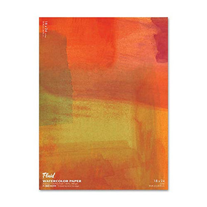Fluid Watercolor Paper Block, 18 x 24 inches, 15 Sheets, 140 lb (300 GSM) Cold Press Pad for Artist Painting and Wet Media - size: 18 x 24 Block