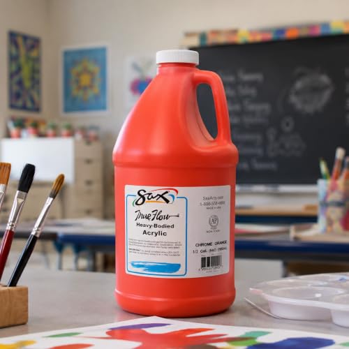 Sax True Flow Heavy Body Acrylic Paint, 1/2 Gallon, Chrome Orange - 439286, 64 Fl Oz (Pack of 1) - color: Chrome Orange