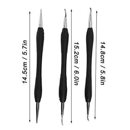 3PCS Leather Craft Modeling Tools Grooving Tools, Leather Embossing Spoons Leathercraft Modeling Carving Tools Kit, Leather Craft DIY Kit for Leather Press Rub/Edge Skiving