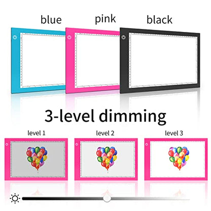XIAOSTAR Light Box Drawing Pad, Tracing Board with Type-C Charge Cable and Brightness Adjustable for Artists, AnimationDrawing, Sketching, Animation, X-ray Viewing (A4-P-Pink-New)