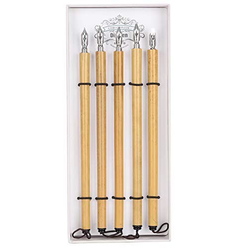 5 PCS Dip Pen, Calligraphy Bamboo Pens, Inking Pens for Drawing, Writing, Masking Fluid