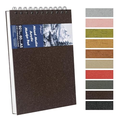 8.3x5.8 Sketch Book,Art Sketchbook for Drawing Pad,Mixed Media Sketchbook - color: TopSpiral-BrightWhite-Dark Coffee