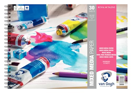 Van Gogh Mixed Media Spiral Bound Pad, 140lb., 30 Sheets, 8.3" x 11.7" / A4 - size: A4: 8.3" x 11.7" (21cm x 29.7cm)