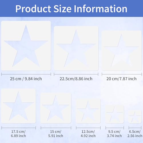8 Pcs Large Star Stencil Set,8 Size Reusable Star Stencils for Painting | 5-Point Star Template Spray Paint Supplies for Painting on Wood,Wall,Fabric,Pallet Flag,DIY Craft,4th of July Décor