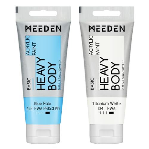 MEEDEN Acrylic Paint Blue Pale: 100ml/3.38oz x 2 with Titanium White - color: Blue Pale, size: 2 Tubes