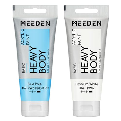 MEEDEN Acrylic Paint Blue Pale: 100ml/3.38oz x 2 with Titanium White - color: Blue Pale, size: 2 Tubes