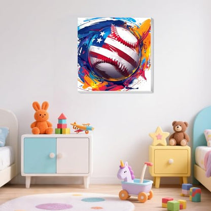 XTCIXAL Paint by Numbers Kit for Kids with Frame, Baseball, 8X8 inch - color: 04-Baseball