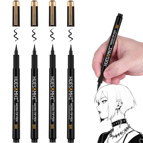 BR micro fineliner pens, no bleed waterproof pens drawing sketch art, archival ink artist set outline gift - color: black-BR