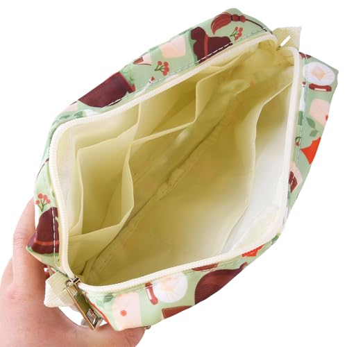 Multiple Pockets Portfolio Organizer with Zippered,Storage Pencil Pouch Bag - color: Green Magic