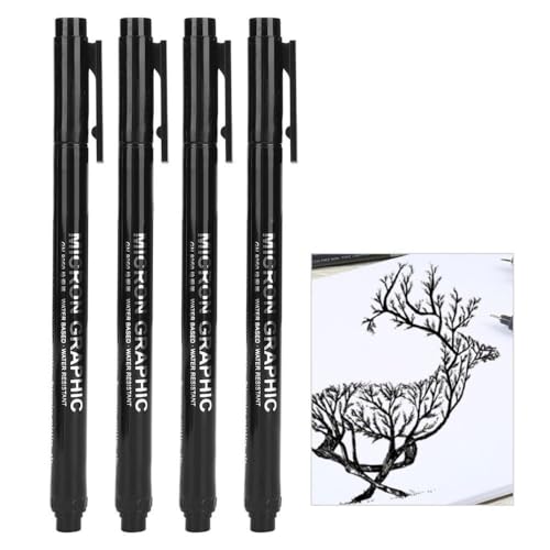 Fine Line Drawing Pens 12 Count, Waterproof Black Ink Micro Liner Markers, Precision Nibs for Sketching, Comic and Outlining