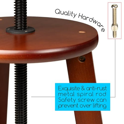 MEEDEN Wooden Drafting Stool with Adjustable Height, Artist Stool,Office Studio Stool, Up to 220 Lbs,German Beech Wood, Perfect for Artists Studio,Home Use,Kitchen,Bars | Up to 220 Lbs, German Beech Wood Drafting Chair, Perfect for Artists Studio, Home Us